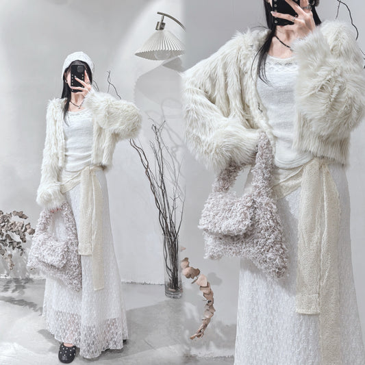 [ 預訂/現貨 📷 ༘ ⋆｡ ˚ ] Daily fluffy outer / ivory