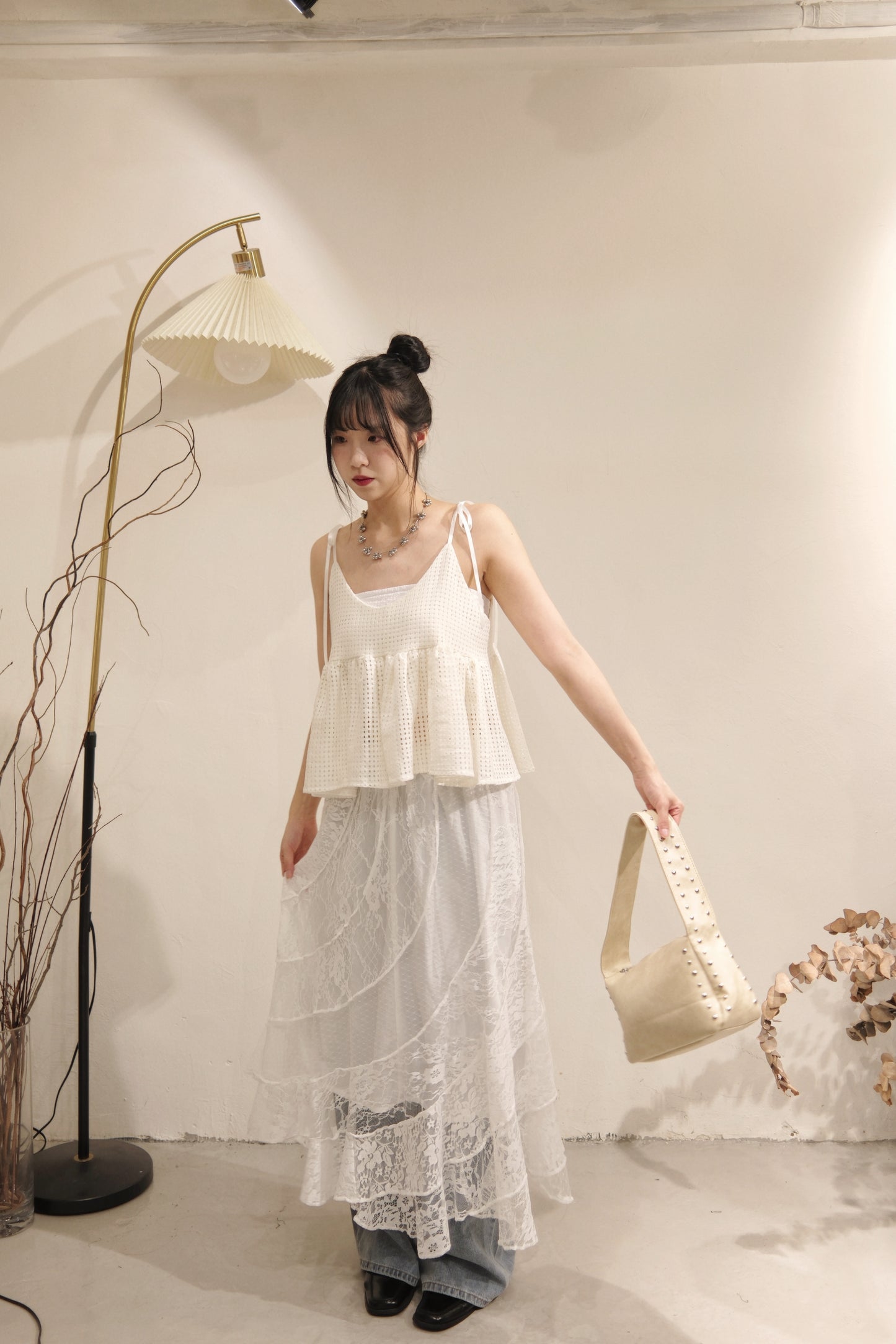 ［   ✮𓂂⋆預訂！超高質！ ] Mesh cami / white