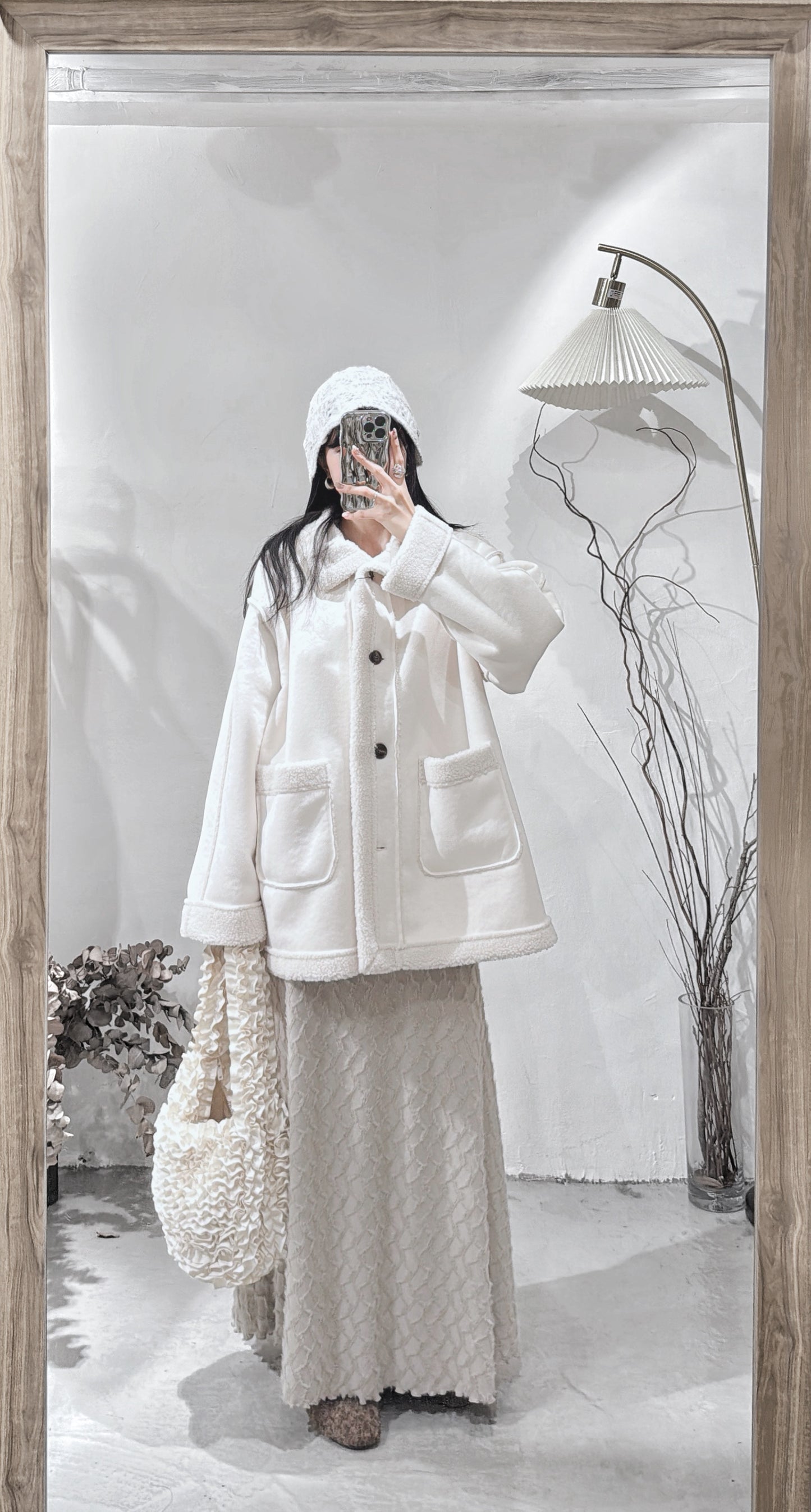 [ 現貨 / 預訂 ⋆𐙚 ̊ ] [ 店主自留！] Faux-mouton stand jacket / ivory