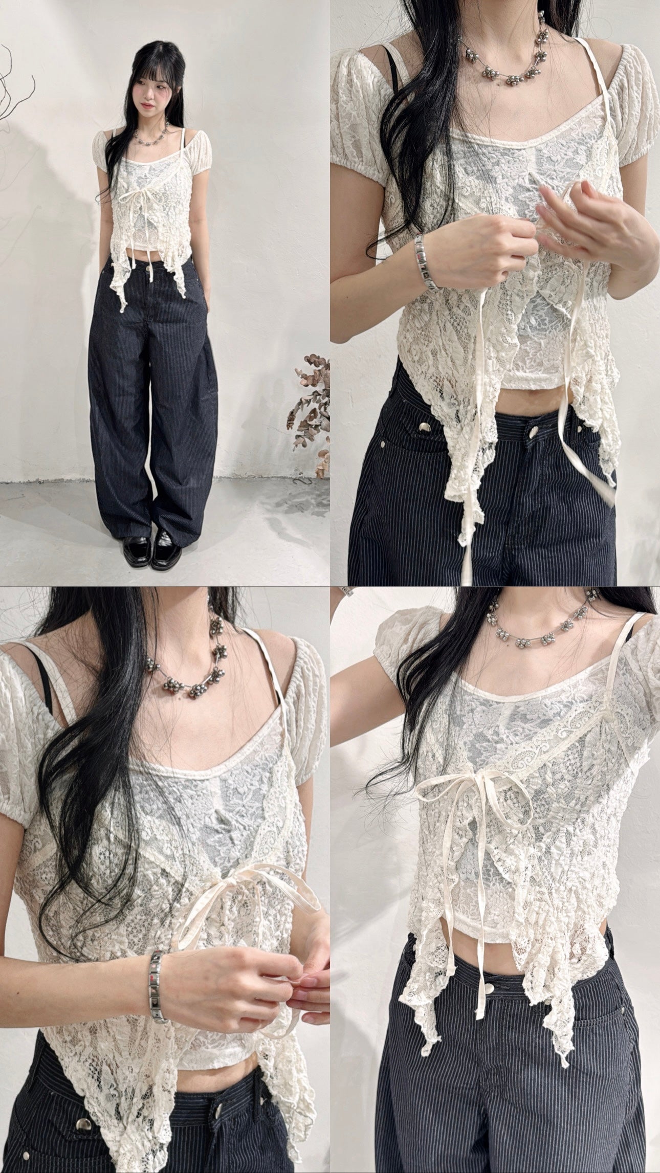 [ 四月 set ˚🎾 ✧.* ] [ 一套兩件 ] top set 0435 •  ivory