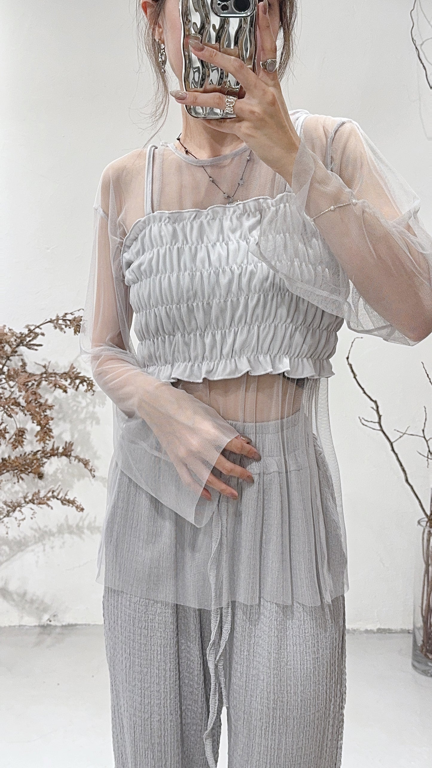 [ 完售即止！可分開穿！] Sheer set / grey