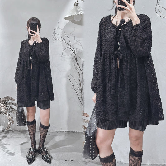 [ 現貨/預訂˚⊹♡ ] jacquard outer / black