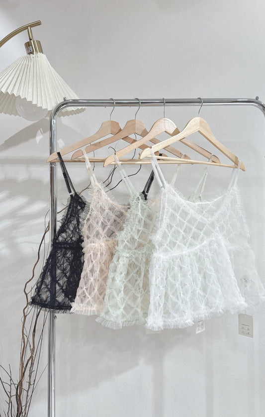 [ .𖥔 布料超美！] diamond mesh cami / 4 colors