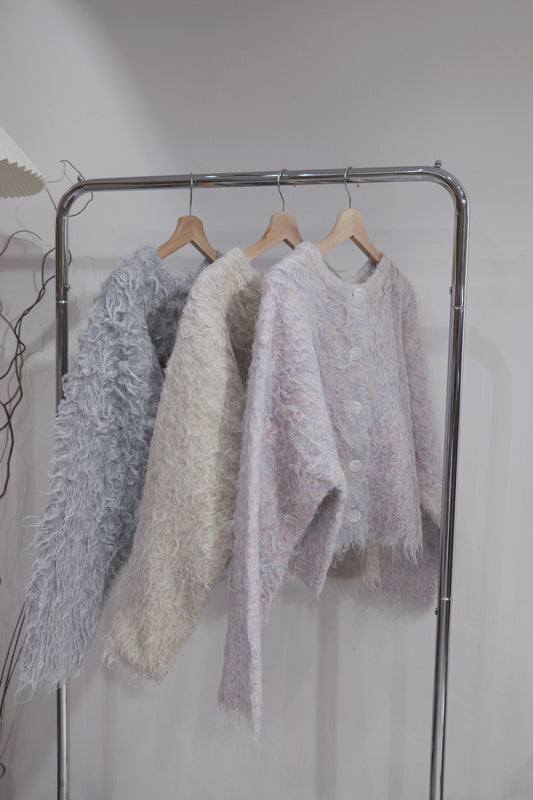 [ 混色肌理感！絕美！] Mixed-color wool-blend cardigan/ pink