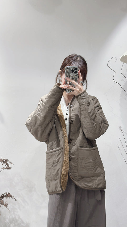 [ 男女可穿！unisex！] Padded fleece jacket/ olive