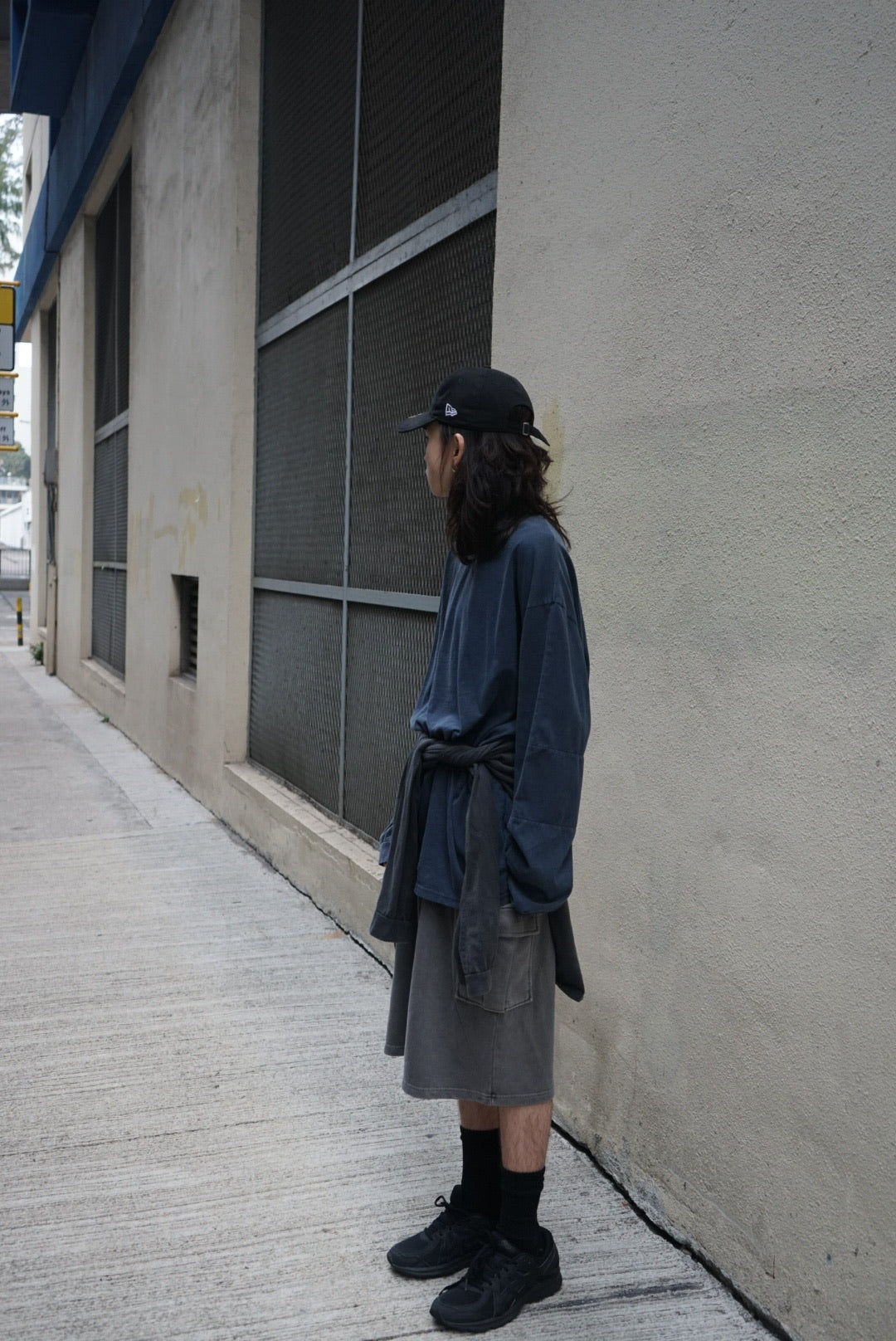 【Basic Items Option 】Oversized Dye Long Sleeve - Blue