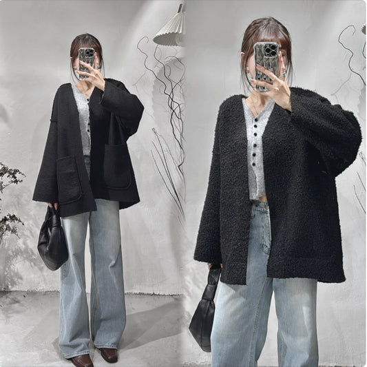 [ 超保暖！兩面可穿！] Fleece reversible jacket/ black