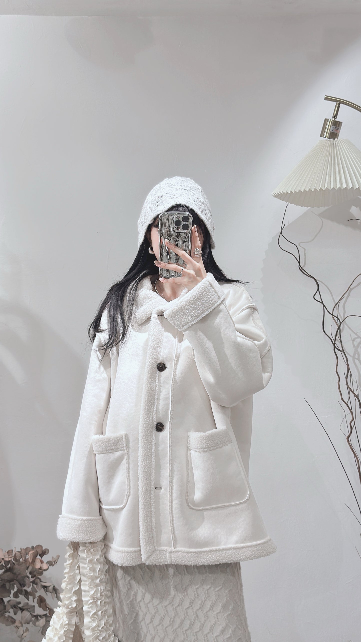 [ 現貨 / 預訂 ⋆𐙚 ̊ ] [ 店主自留！] Faux-mouton stand jacket / ivory