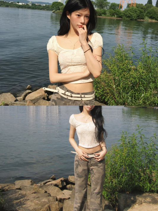 [ 預訂 𐙚˙⋆.] floral lace top / white