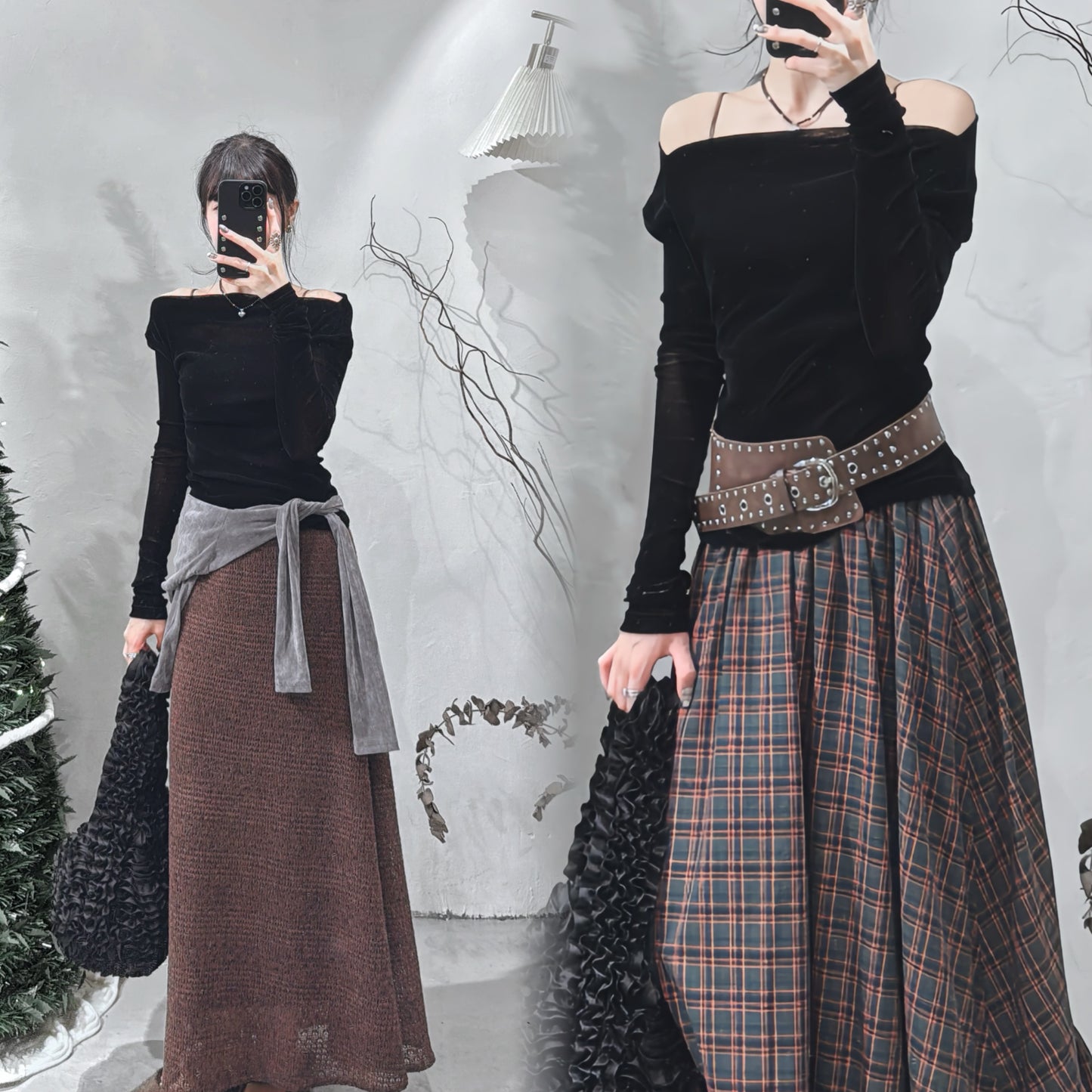 [ 預訂⋆⁺₊❅⋆ ] [ 店主自留！] velvet off shoulder top / blavk