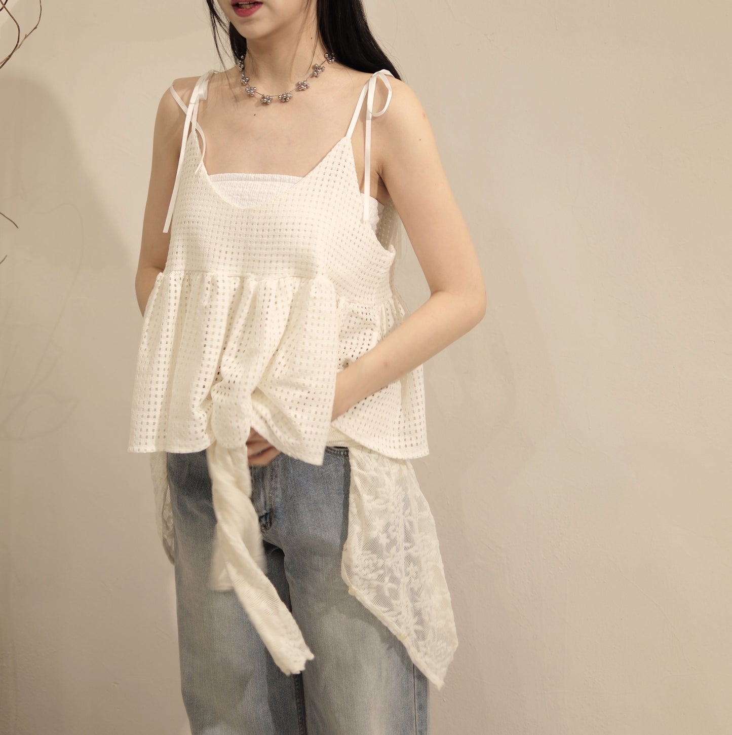 ［   ✮𓂂⋆預訂！超高質！ ] Mesh cami / white