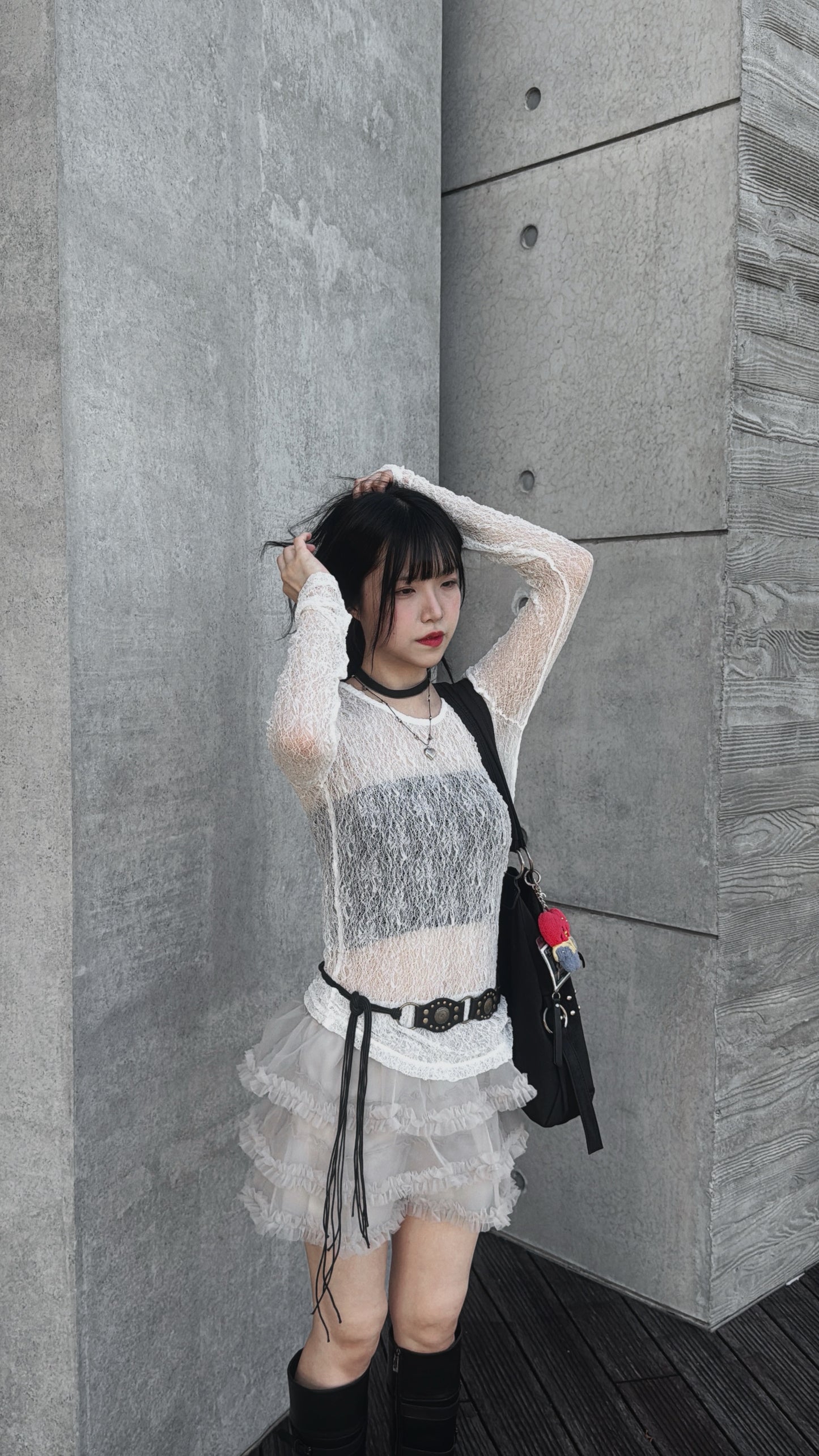 [ 預訂˚.🎀༘⋆ ] [ 店主最愛打底！] snowflake top / white