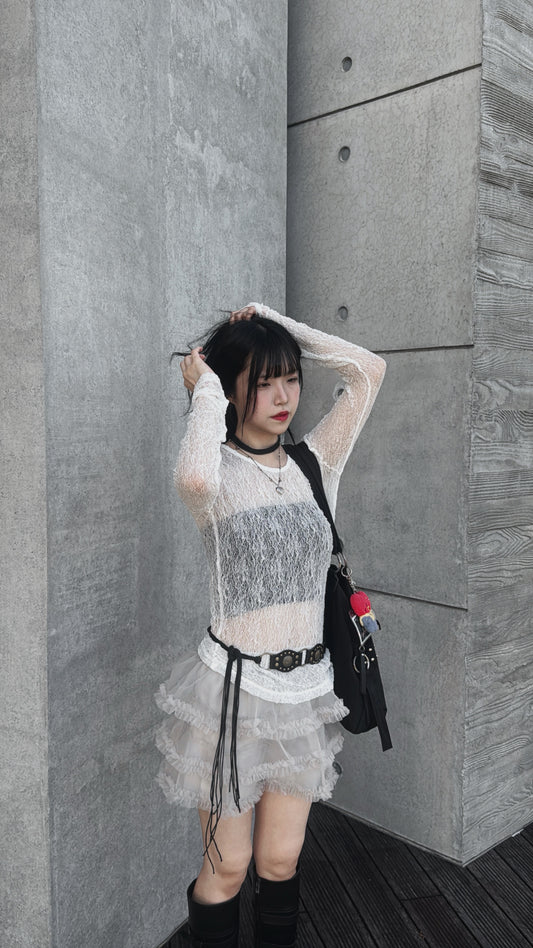 [ 預訂˚.🎀༘⋆ ] [ 店主最愛打底！] snowflake top / white