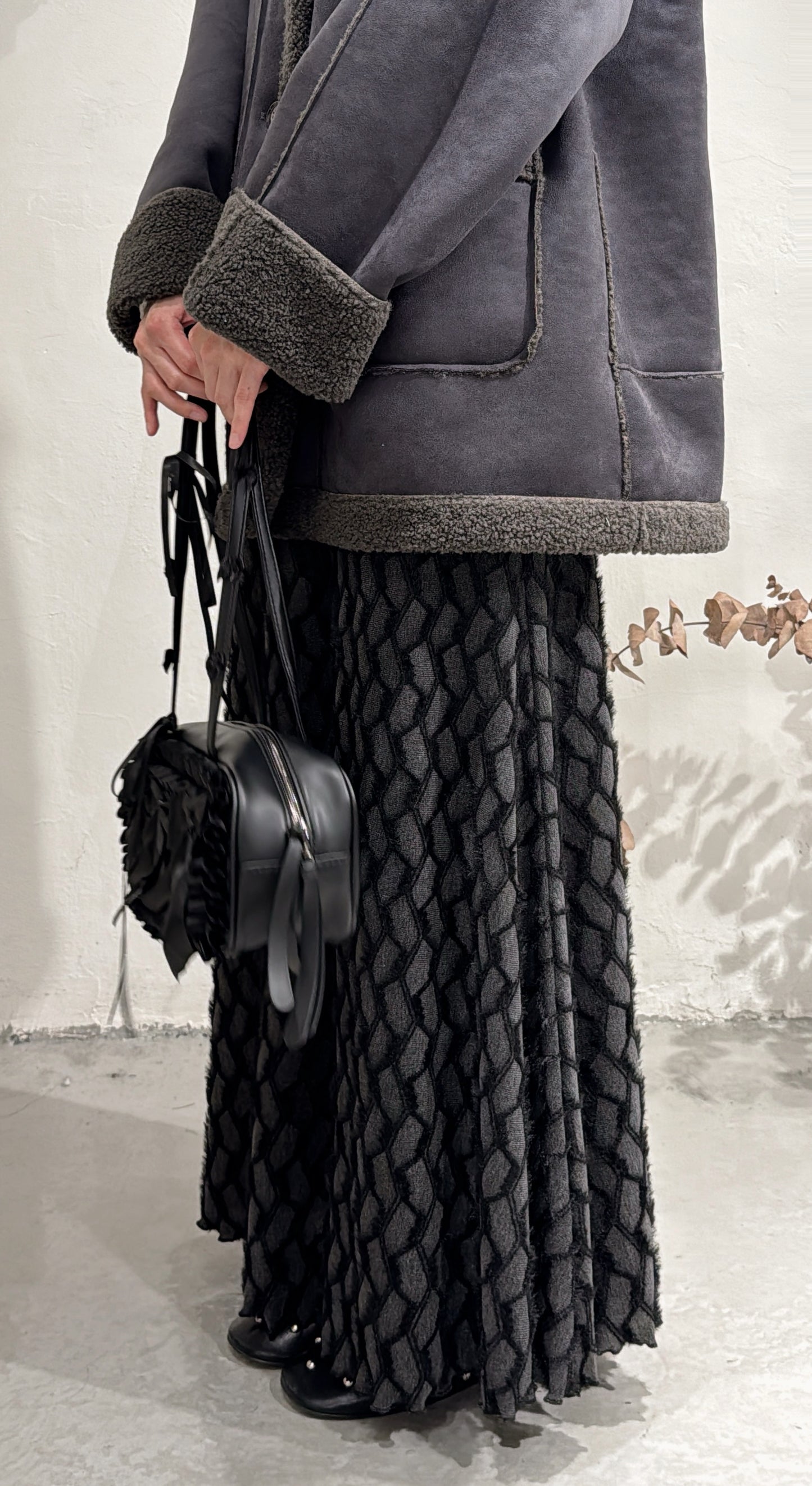 [ 現貨 / 預訂 ⋆𐙚 ̊ ] [ 店主自留！] Faux-mouton stand jacket / charcoal