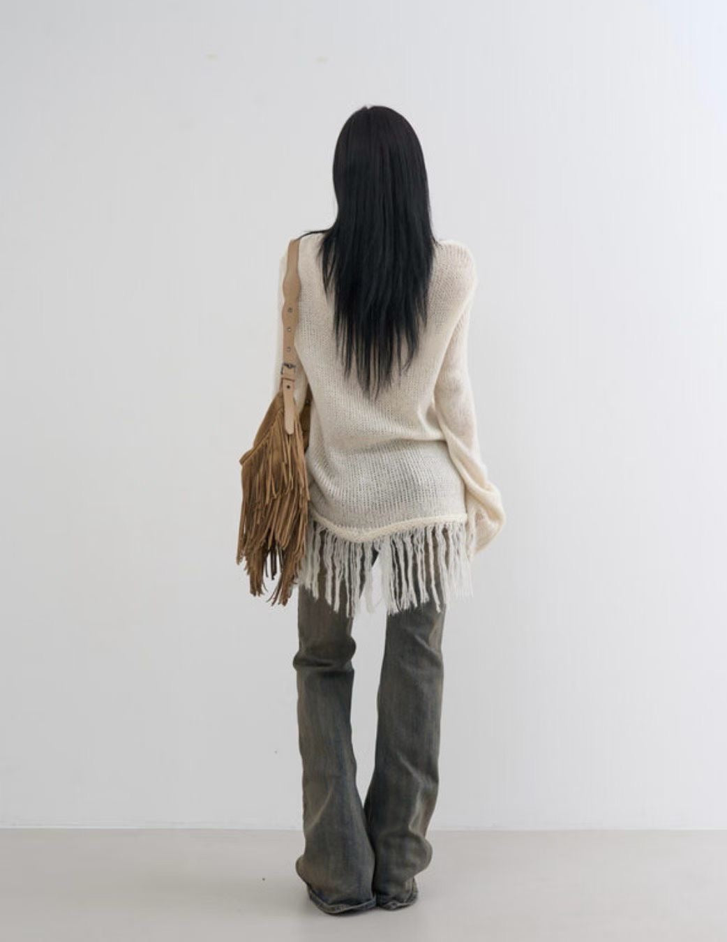 [ 預訂  📷 ༘ ⋆｡ ˚ ]fringed knit / ivory