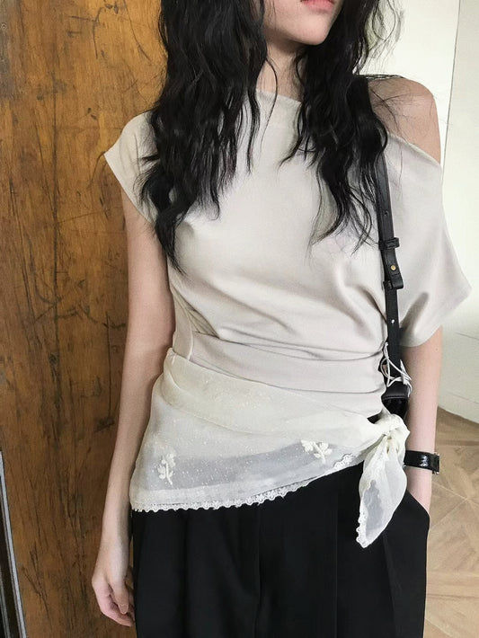[ 預訂 ࣪𖤐.ᐟ ] [ 店主大愛！] Off shoulder pika top / ivory