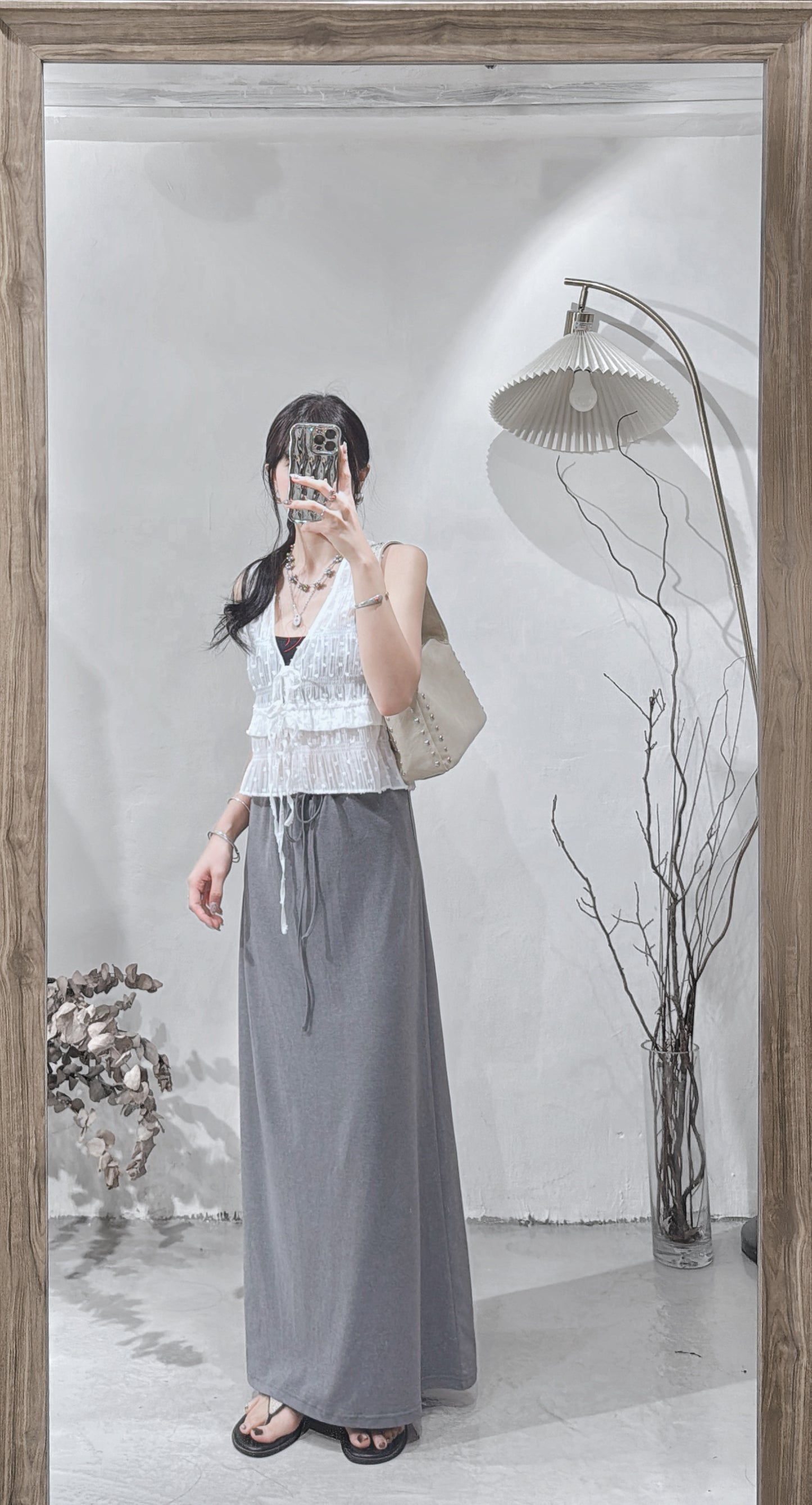 [ 現貨在途 𐙚˙⋆.] layered dobby vest / white