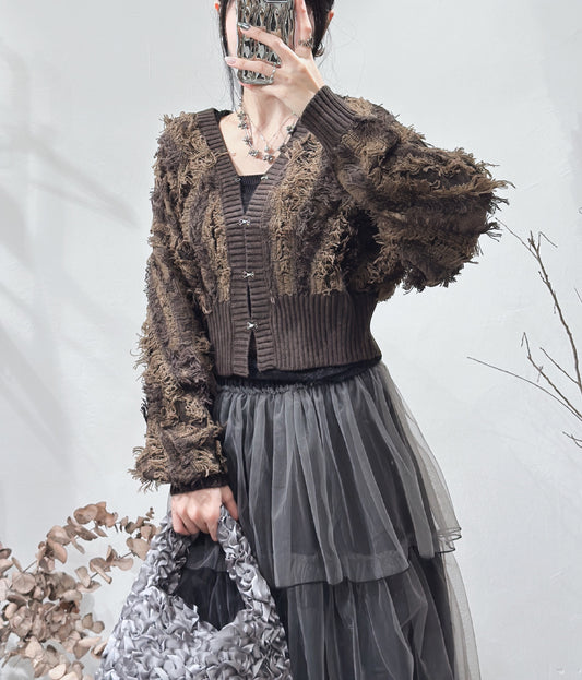 [ 現貨在途 ˚.🎀༘⋆] [ 限量！完售即止！] fringed outer / light brown