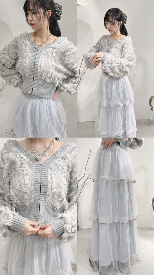[ 現貨 ˚.🎀༘⋆] [ 限量！完售即止！] fringed outer / grey