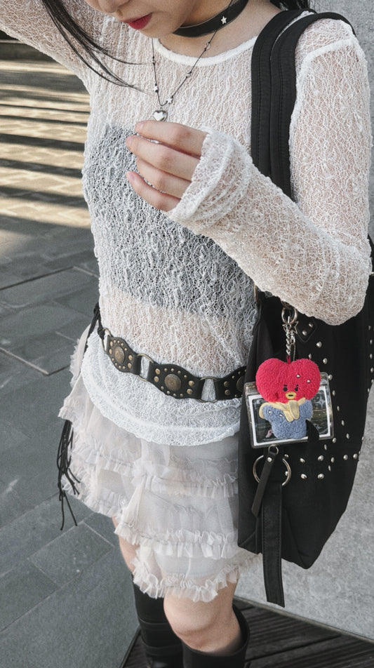 [ 預訂˚.🎀༘⋆ ] [ 店主最愛打底！] snowflake top / white