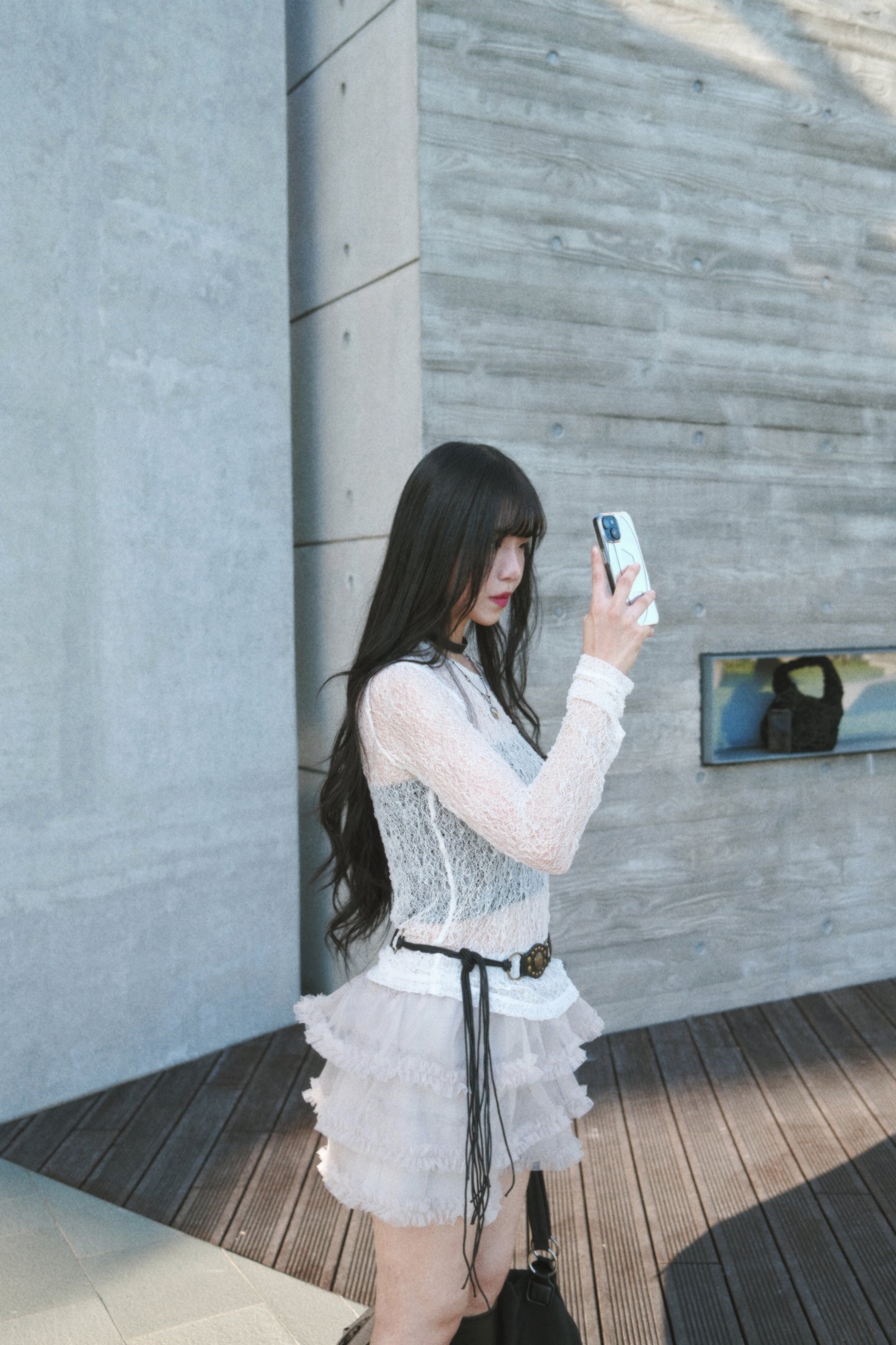 [ 預訂˚.🎀༘⋆ ] [ 店主最愛打底！] snowflake top / white