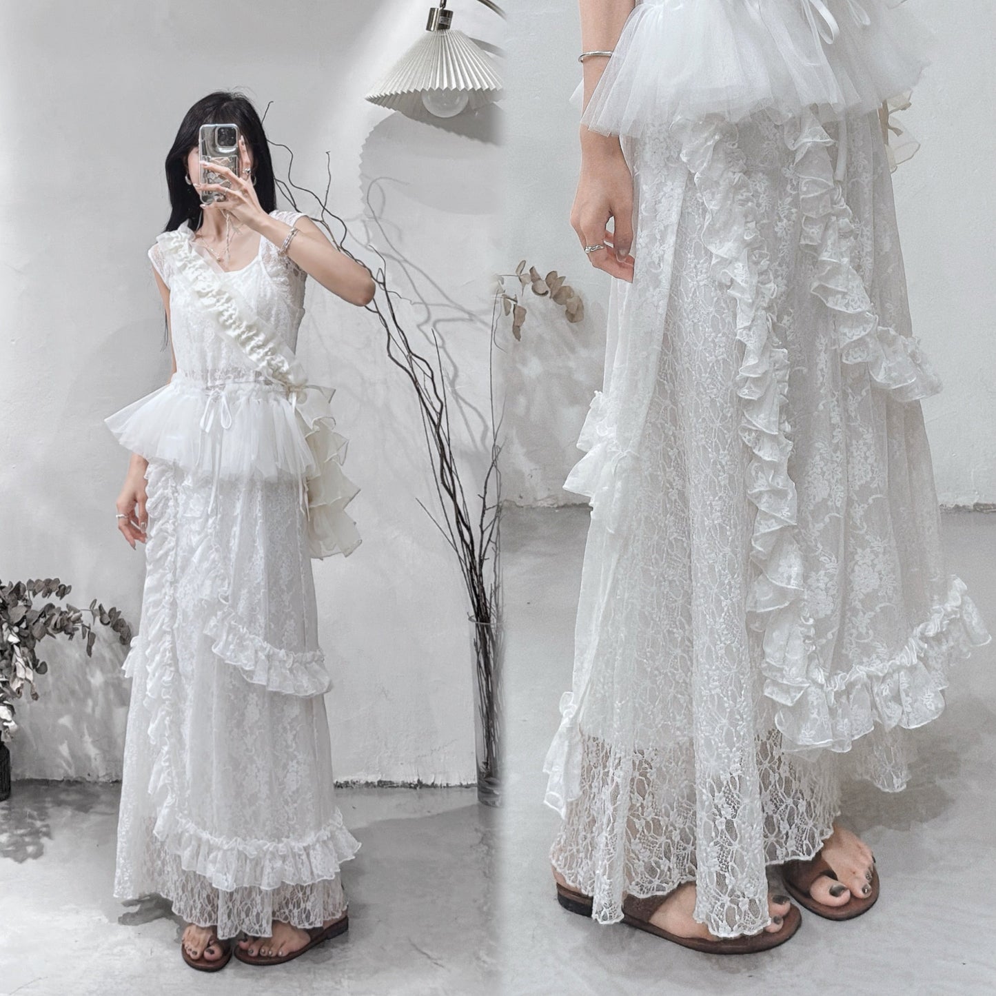 [ 現貨/ 預訂 📑𓂂˚˟ ] must have 🤍 lace ruffle ops / white