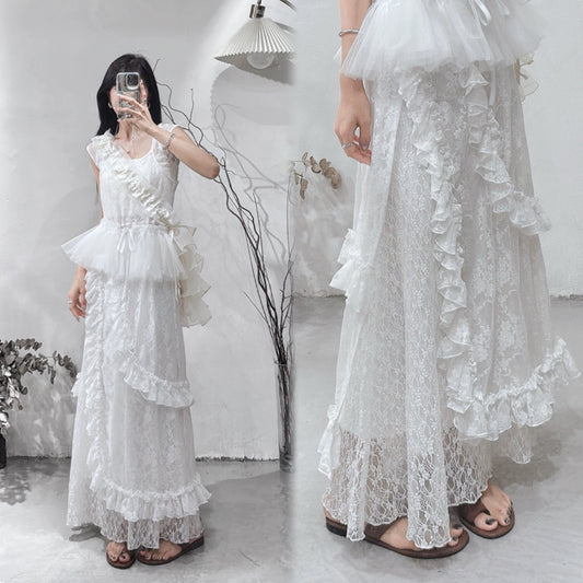 [ 現貨/ 預訂 📑𓂂˚˟ ] must have 🤍 lace ruffle ops / white