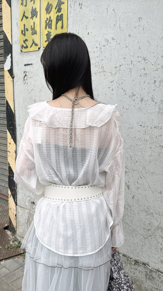[ 預訂⋆𐙚 ̊. ] [ 超美的 blosue! ] frilled blouse / white