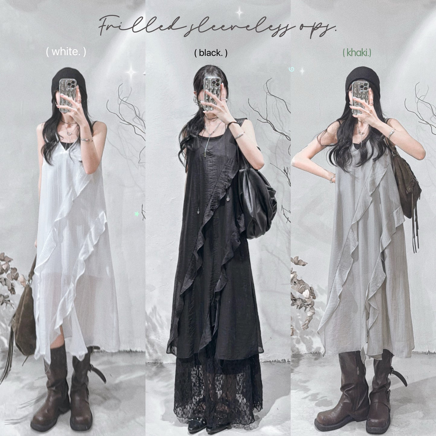 [ top picks! ☆ ] frill sleeveless ops / 3 colors