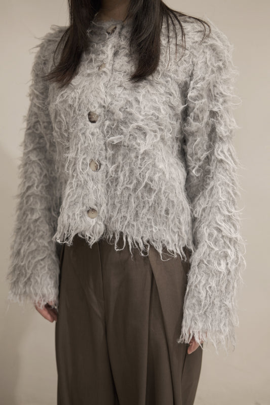 [ 混色肌理感！絕美！] Mixed-color wool-blend cardigan/ grey