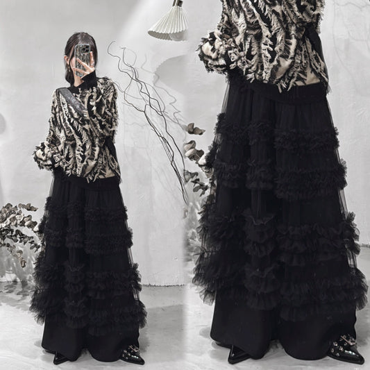 [ 預訂 ] Chiffon layered skirt / black