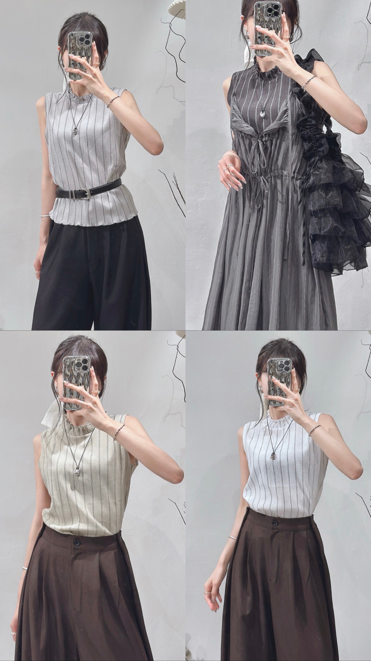 [ 48HRS 首批價!⋆⭒˚.⋆ ] 間條ruffle邊背心 / 4 colors