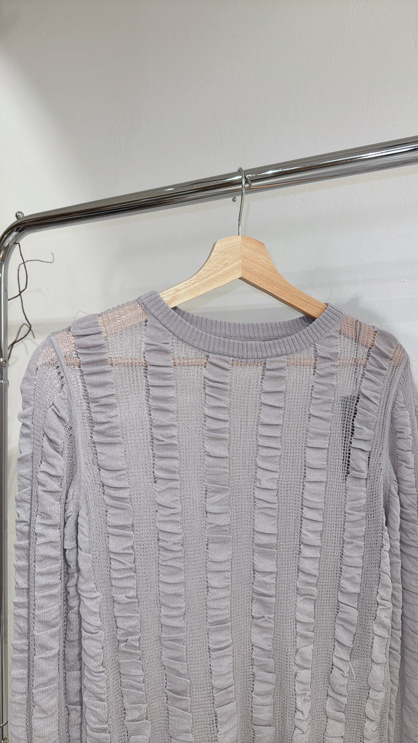[現貨/預訂] Shirring see through top / grey