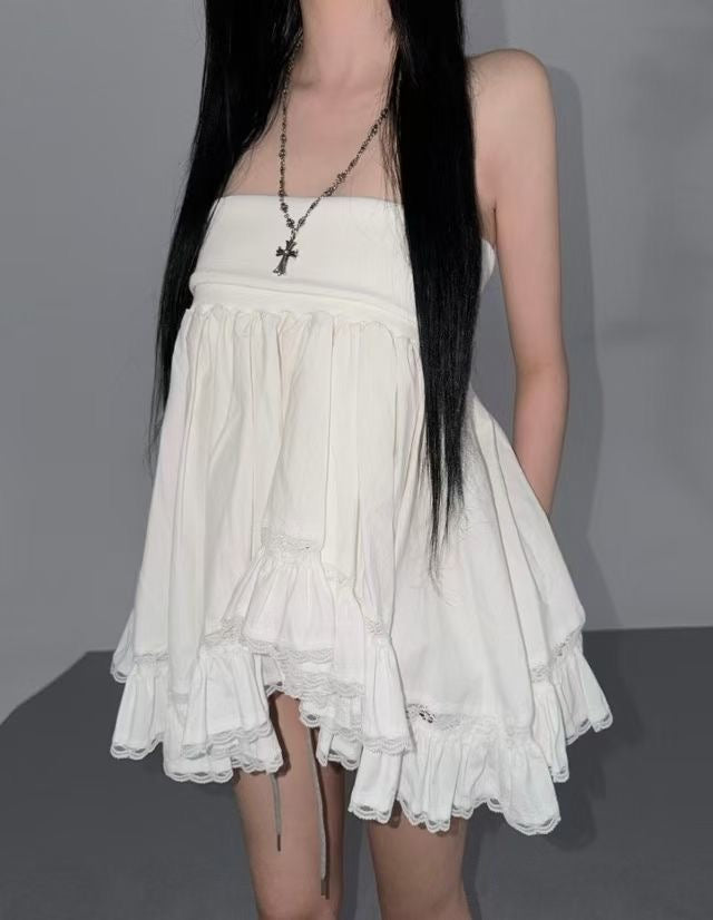 [ 預訂🪽⋆ ՙִՙ ] [ 2-ways! ] ruffle pleated tube dress • 2 colors