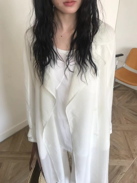 [ 預訂 ] See through trench coat / white