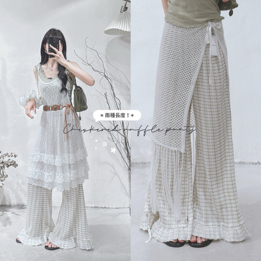 [ 13-16/8 首批價 $218 🪽⋆ ] [ 兩個長度！] checkered ruffle pants • 3 colors