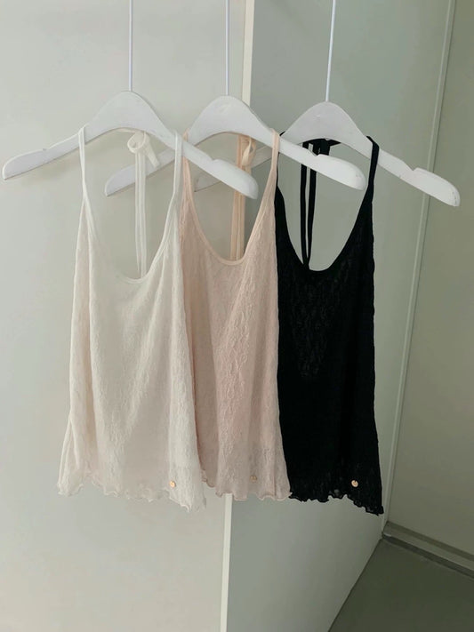 [ ⋆𐙚 ̊. 預訂 ] [ 店主自留款！] halter lace cami / 3 colors