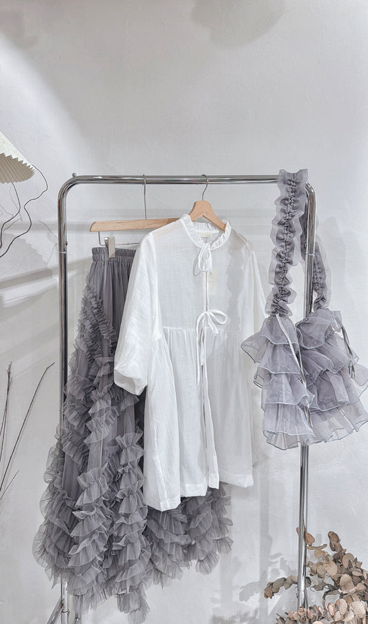 [ 現貨 / 預訂  ⋅˚₊‧ ] ballon sleeve bonnie top / white