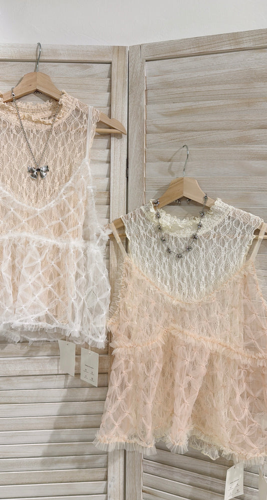 [ .𖥔 布料超美！] diamond mesh cami / pink