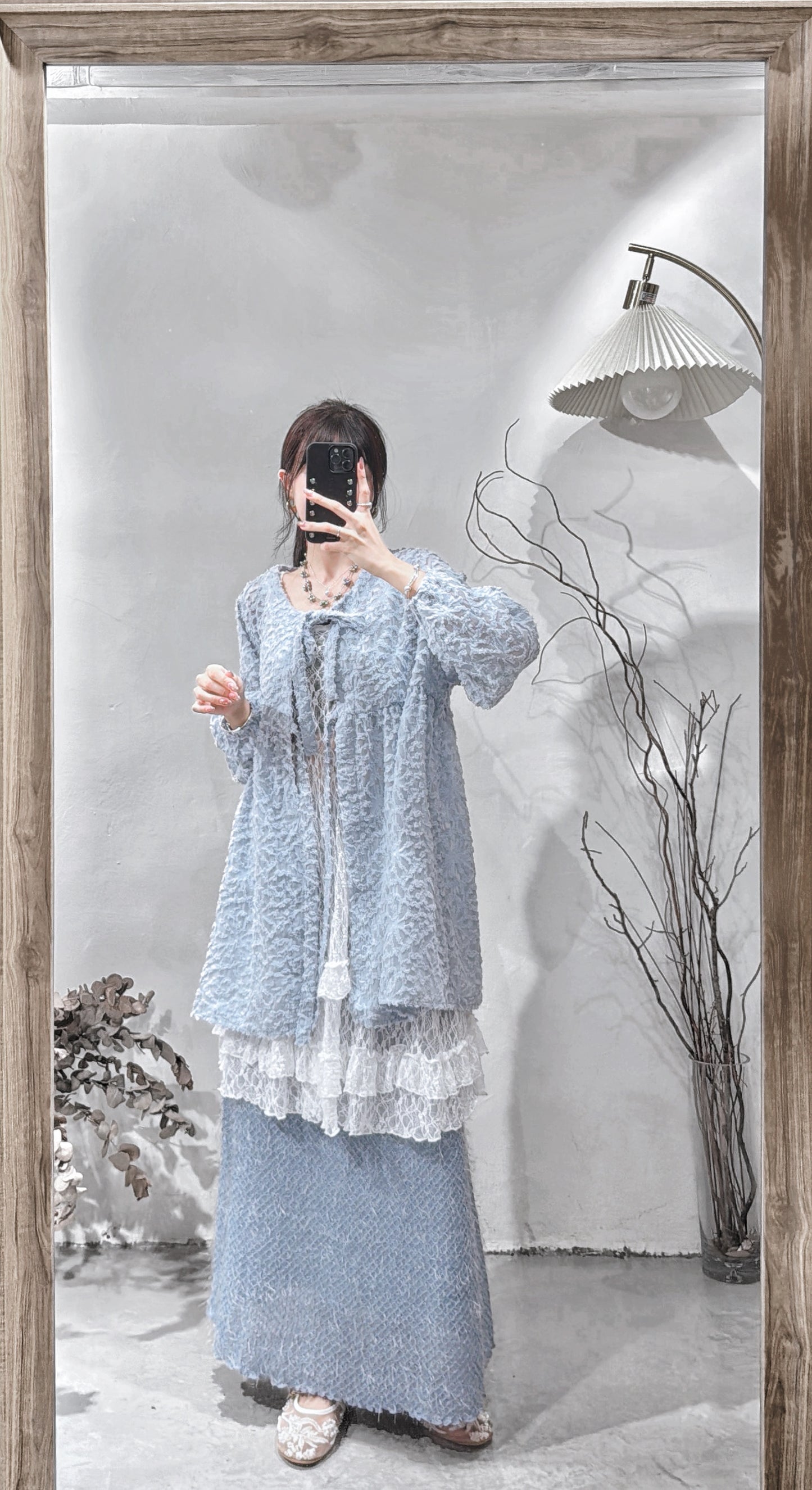 [ 現貨/預訂˚⊹♡ ] jacquard outer / blue