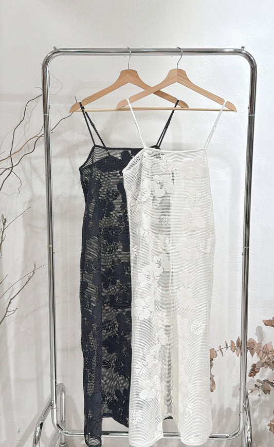 [ 現貨 / 預訂🪽⋆ ]  Flower Mesh Lace Cami Dress / 2 colors