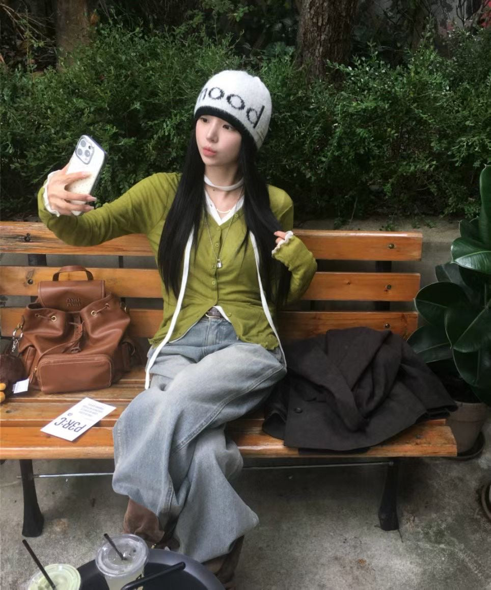 [ 預訂  📷 ༘ ⋆｡ ˚ ] wool see through cardigan / 5 colors