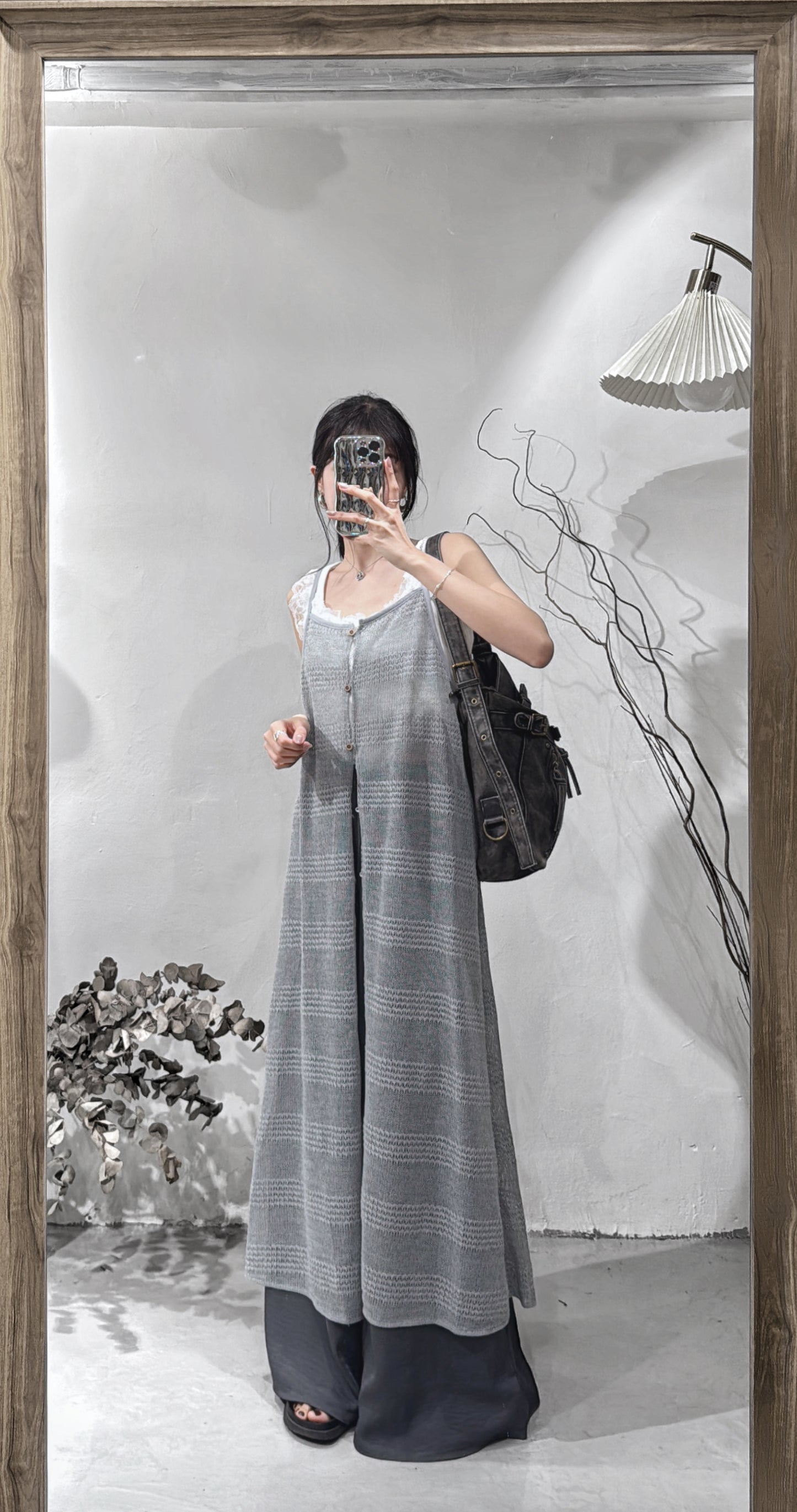 [預訂] Striped knit ops / grey