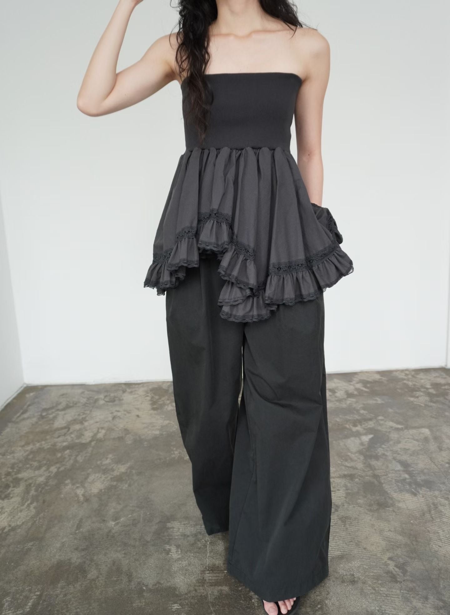 [ 預訂🪽⋆ ՙִՙ ] [ 2-ways! ] ruffle pleated tube dress • 2 colors