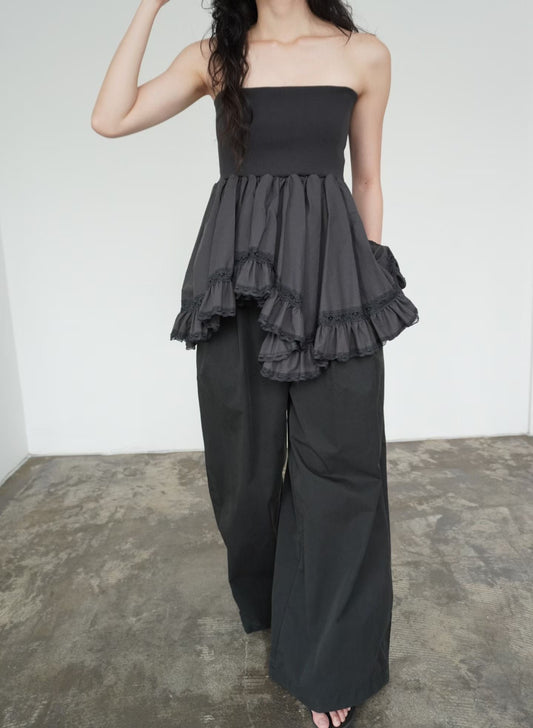 [ 預訂🪽⋆ ՙִՙ ] [ 2-ways! ] ruffle pleated tube dress • 2 colors