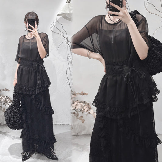 [ 現貨 ˚.🎀༘⋆ ] See through candy tee / black