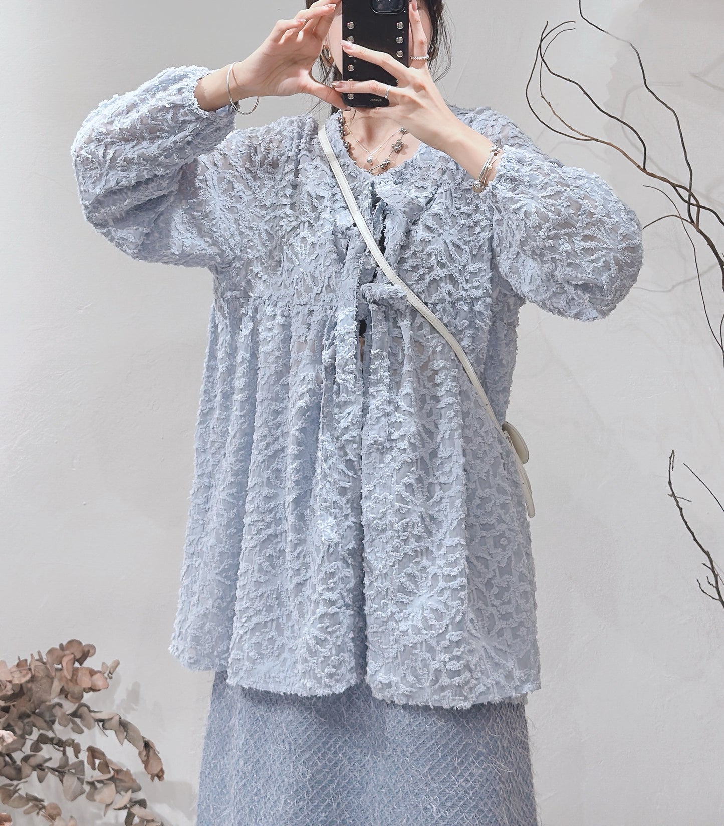 [ 現貨/預訂˚⊹♡ ] jacquard outer / blue