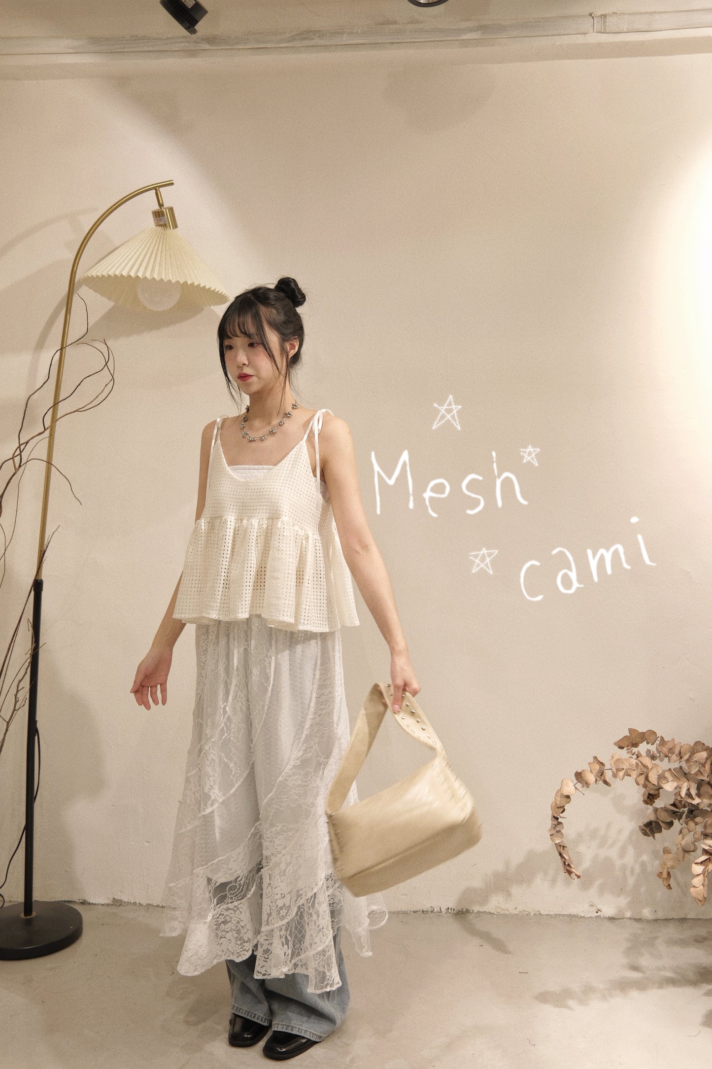 ［   ✮𓂂⋆預訂！超高質！ ] Mesh cami / white