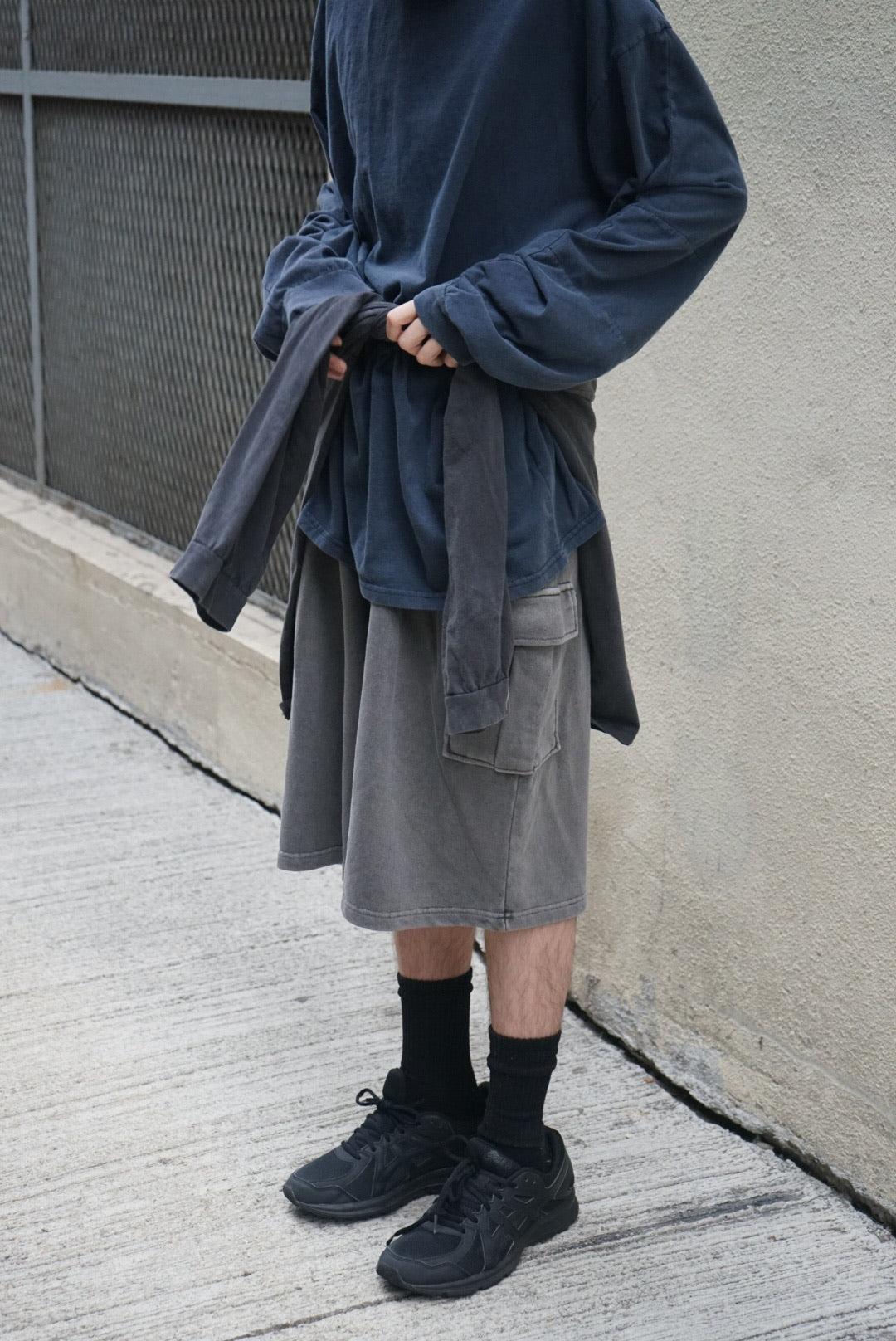 【Basic Items Option 】Oversized Dye Long Sleeve - Blue