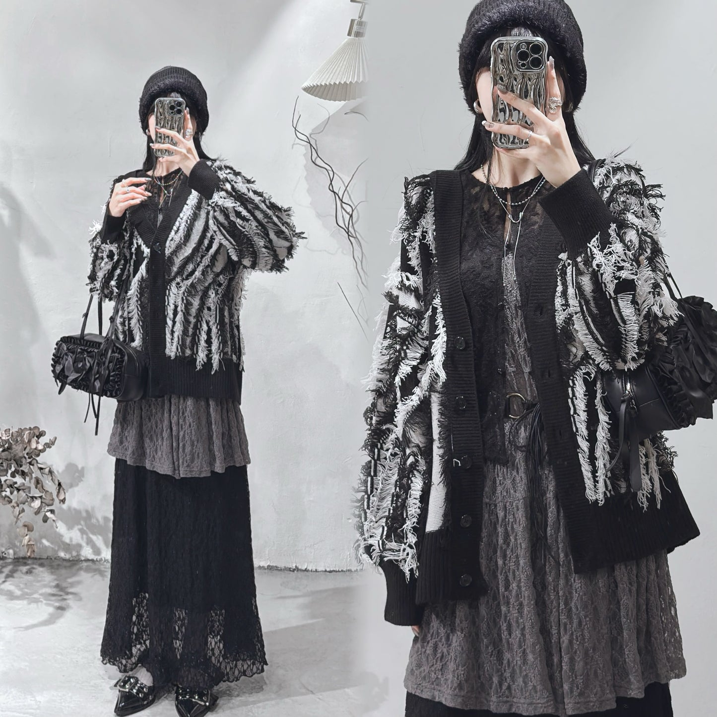[ 現貨 / 預訂 ⋆𐙚 ̊ ] [ 店主大推！] Fringed oversized outer / black